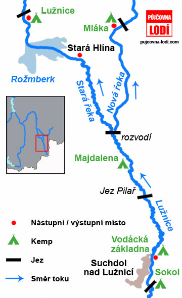 Mapa Lužnice Suchdol - Lužnice